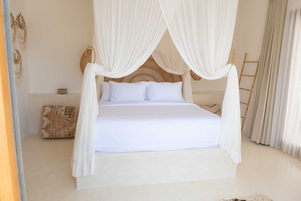 Bed in rooftop suite